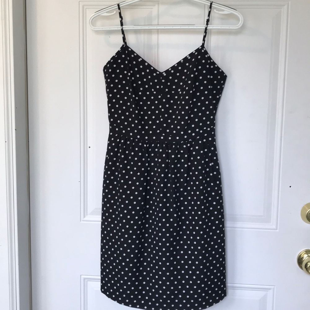 J Crew black and white polka dot dress
